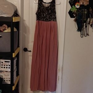 Formal Pink dress with black lace top